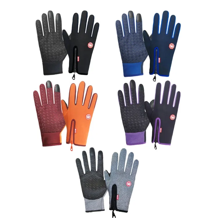 Winter Outdoor Riding Sports Waterproof Touch Screen Glove, Size: L(H043 Blue)