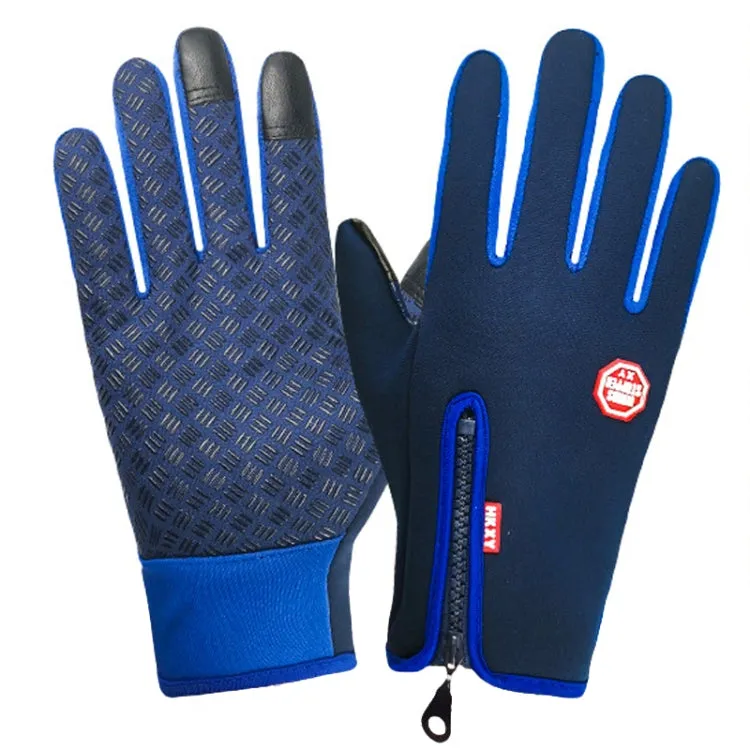 Winter Outdoor Riding Sports Waterproof Touch Screen Glove, Size: L(H043 Blue)