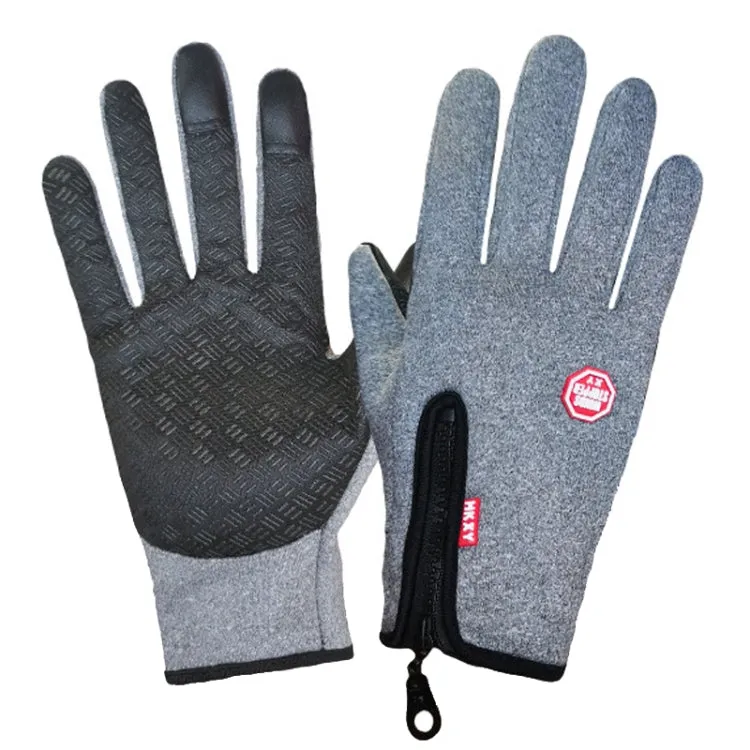 Winter Outdoor Riding Sports Waterproof Touch Screen Glove, Size: XL(H043 Hemp Gray)