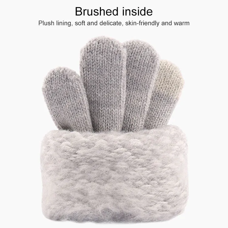 Winter Touch Screen Gloves Women Men Warm Stretch Knit Mittens Imitation Wool Thicken Full Finger Gloves(C-Yellow)