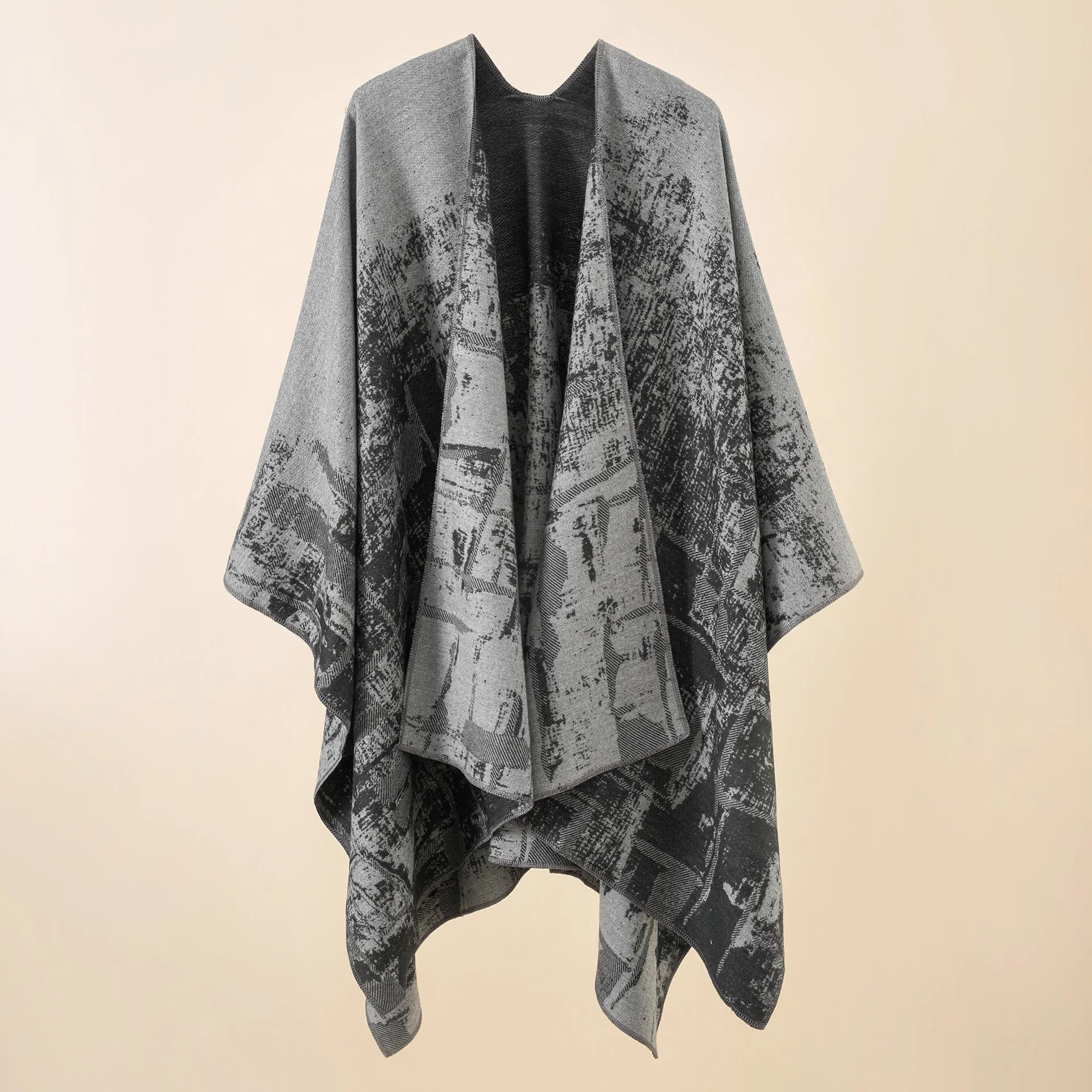 Women's fashion, warm in autumn and winter, graffiti, women's shawl, wearing shawl outside