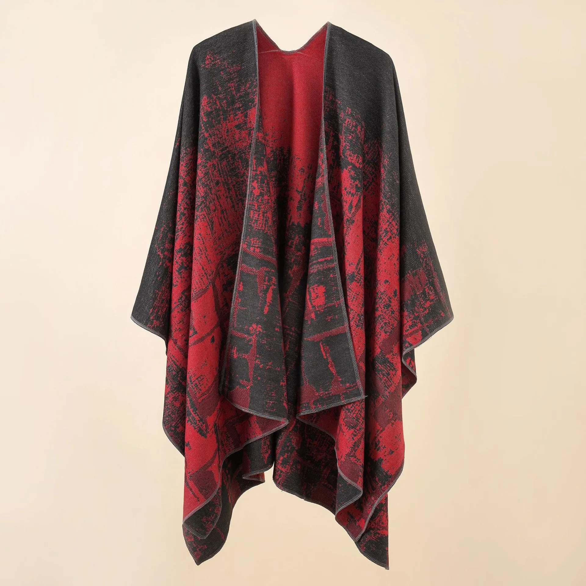 Women's fashion, warm in autumn and winter, graffiti, women's shawl, wearing shawl outside