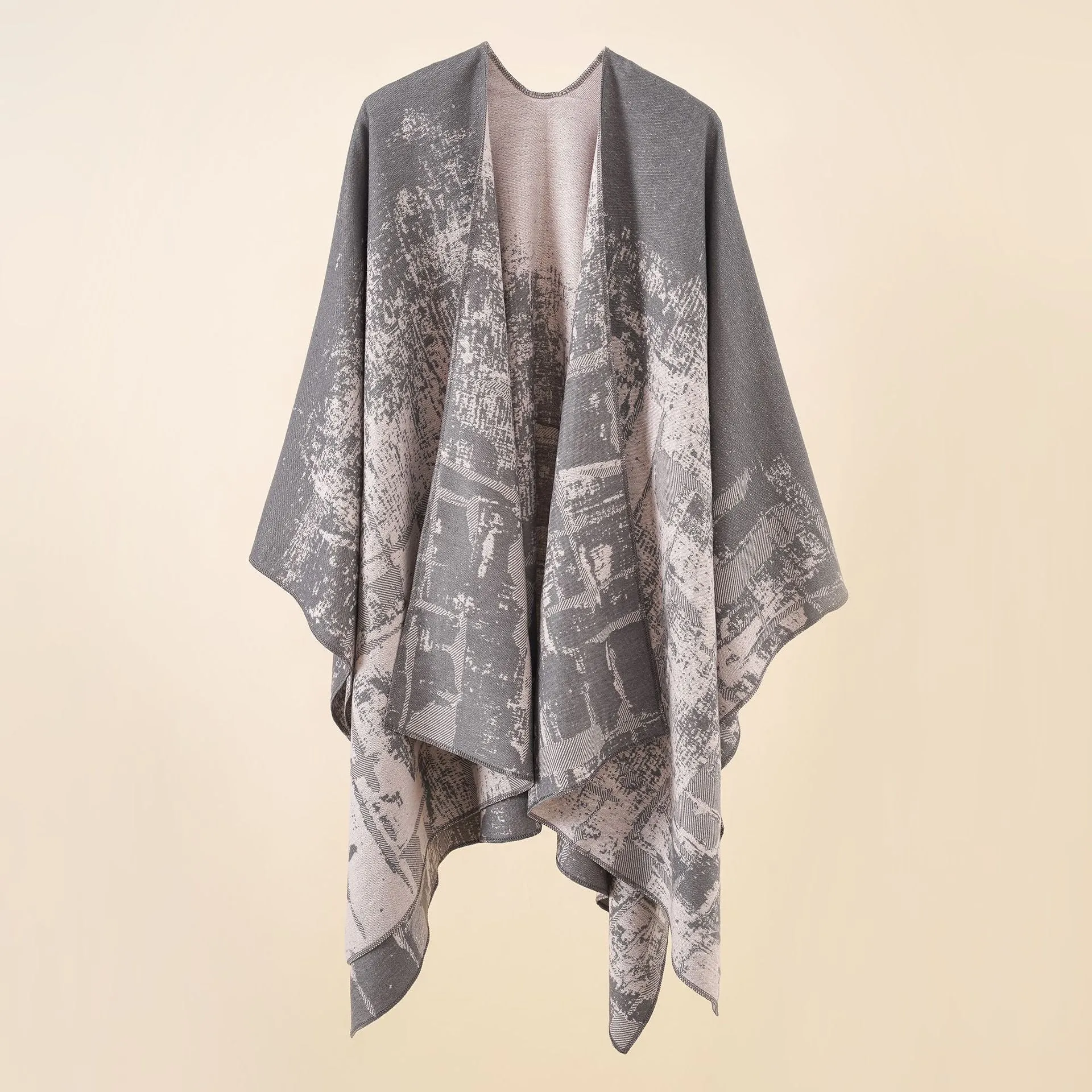 Women's fashion, warm in autumn and winter, graffiti, women's shawl, wearing shawl outside