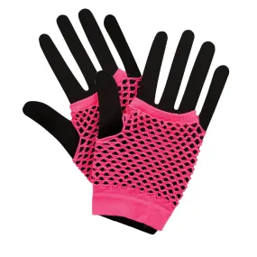 Womens Fingerless Gloves Fishnet Neon 1980s Fancy Dress