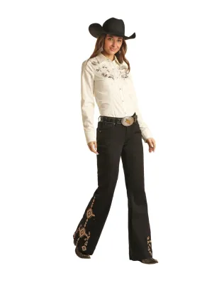 Women's Rock & Roll Hooey Black Aztec Trouser