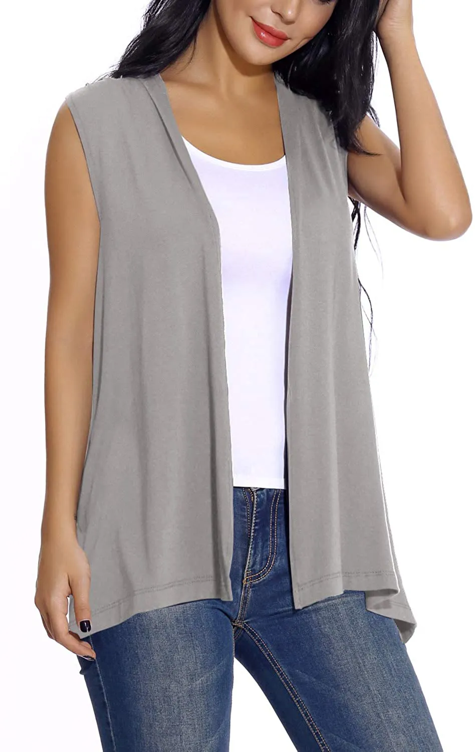 Women's Sleeveless Open Front Cardigan Vest Lightweight Cool Coat