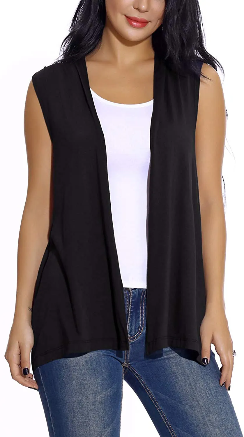 Women's Sleeveless Open Front Cardigan Vest Lightweight Cool Coat