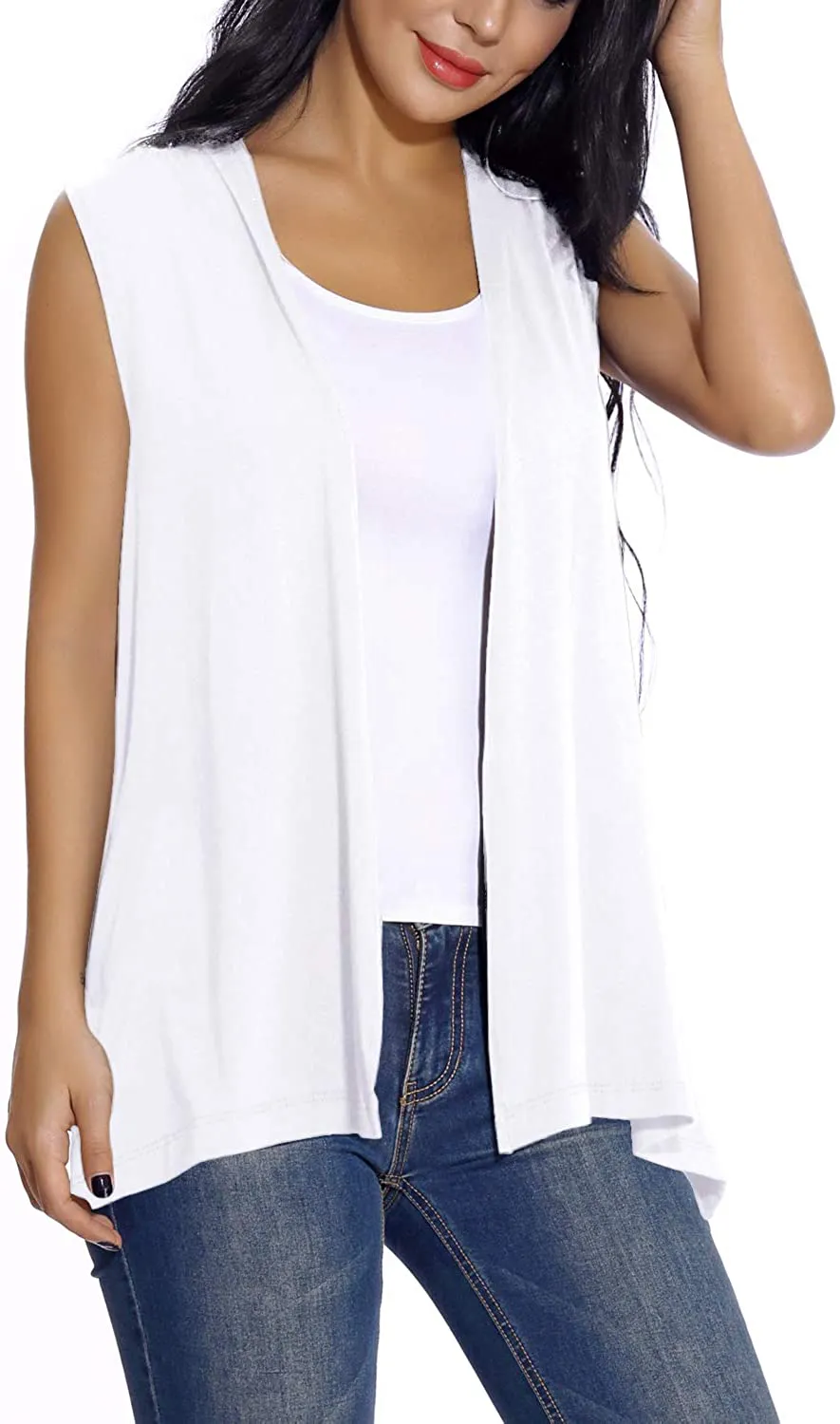 Women's Sleeveless Open Front Cardigan Vest Lightweight Cool Coat