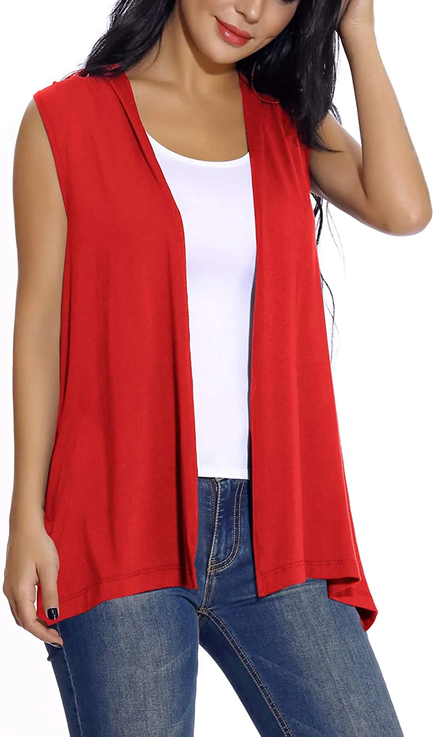 Women's Sleeveless Open Front Cardigan Vest Lightweight Cool Coat