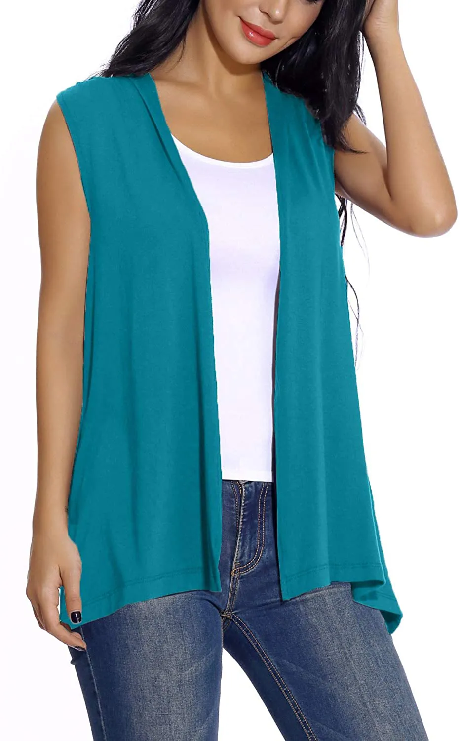 Women's Sleeveless Open Front Cardigan Vest Lightweight Cool Coat