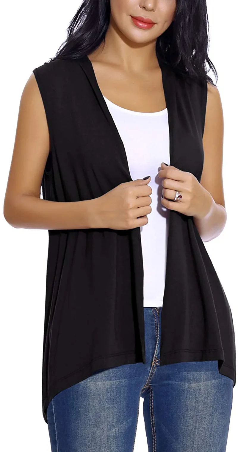 Women's Sleeveless Open Front Cardigan Vest Lightweight Cool Coat