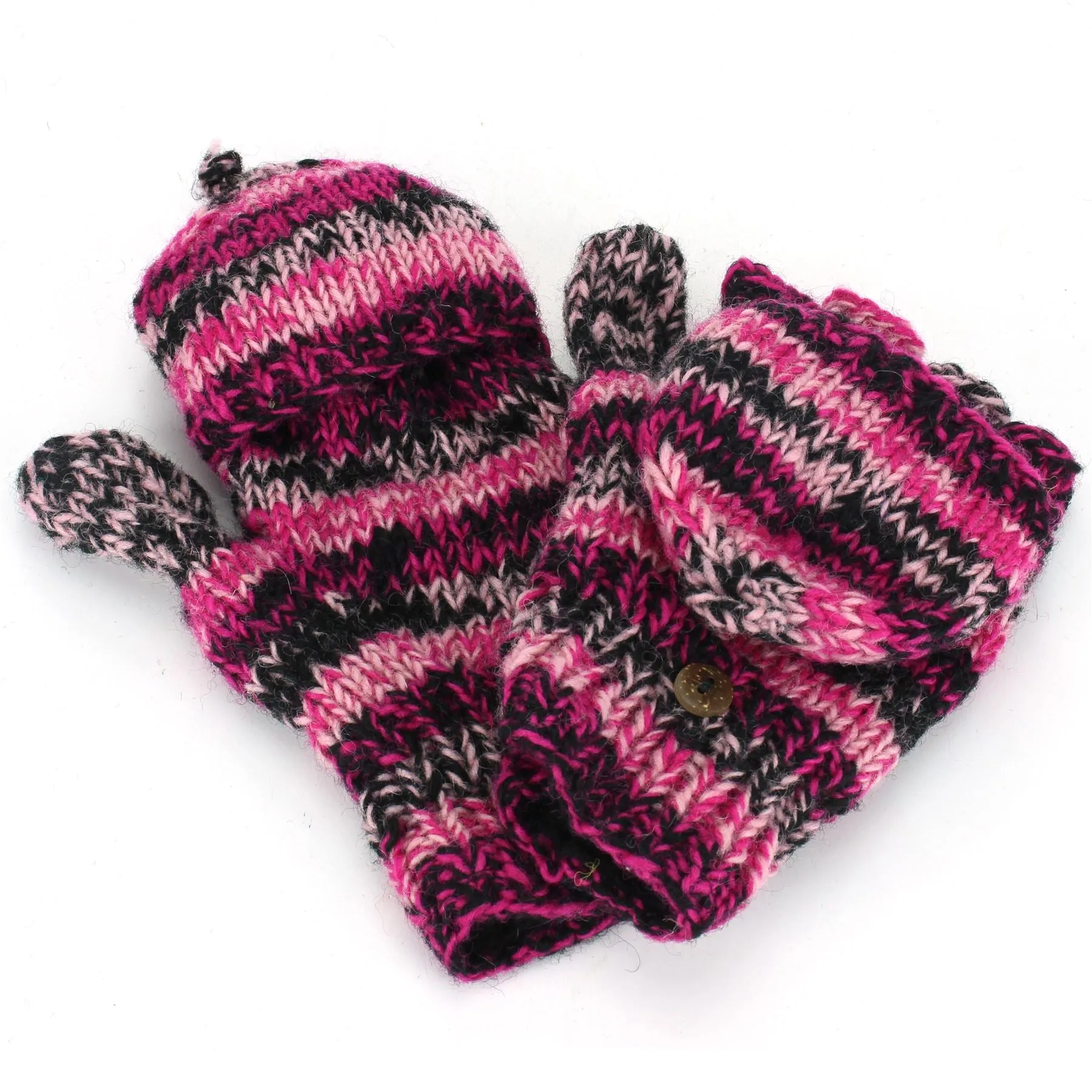 Wool Knit Shooter Gloves - Black Pink SD