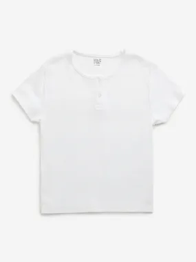 Y&F Kids White Ribbed T-Shirt