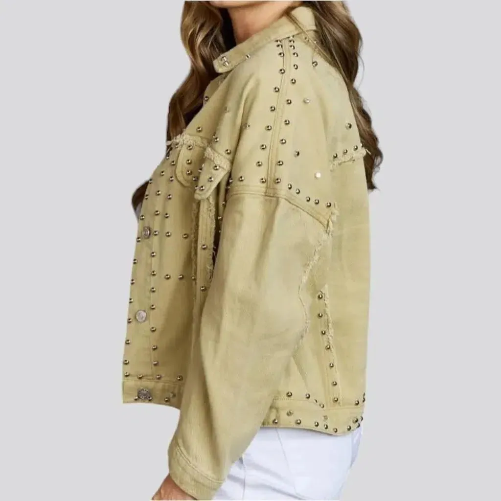 Yellow denim jacket
 for women