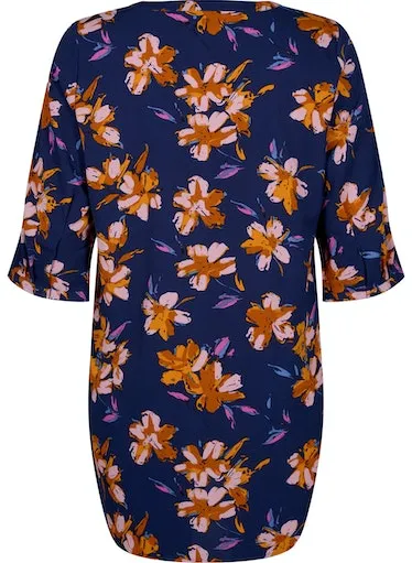 Zizzi Anni Peacoat Flower Tunic